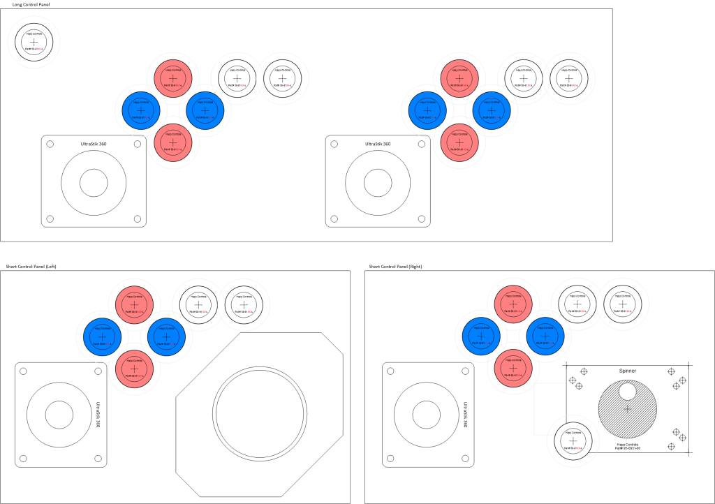 A control layout designed for the Xtension cabinet with both a trackball and spinner