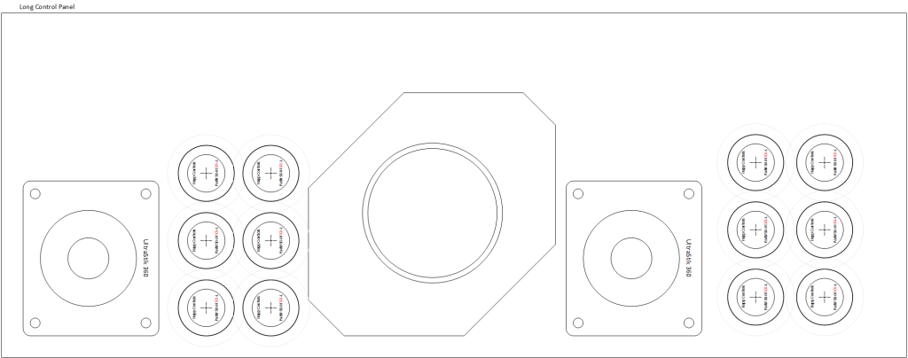 A test layout of controls using an Xtension cocktail cabinet