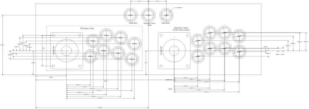 This is a fully-measured, accurate layout of the final control panel design, used by Haruman to create the CNC CAD files.