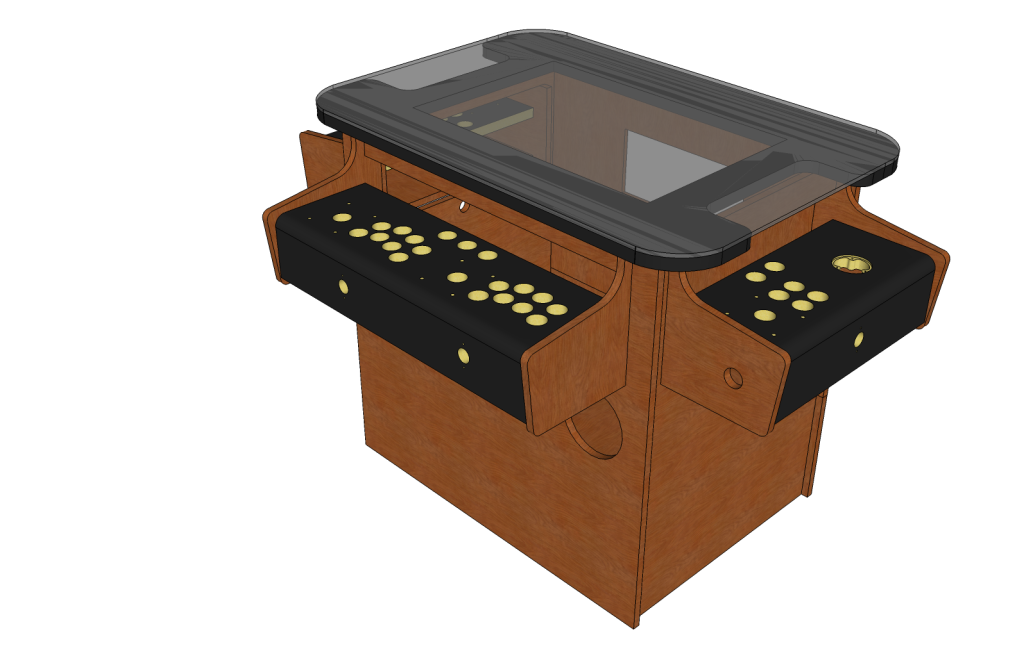 Final rendering of the cabinet with the updated pinball button positions and speakers. 